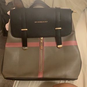 Pink and Black Burberry Backpack